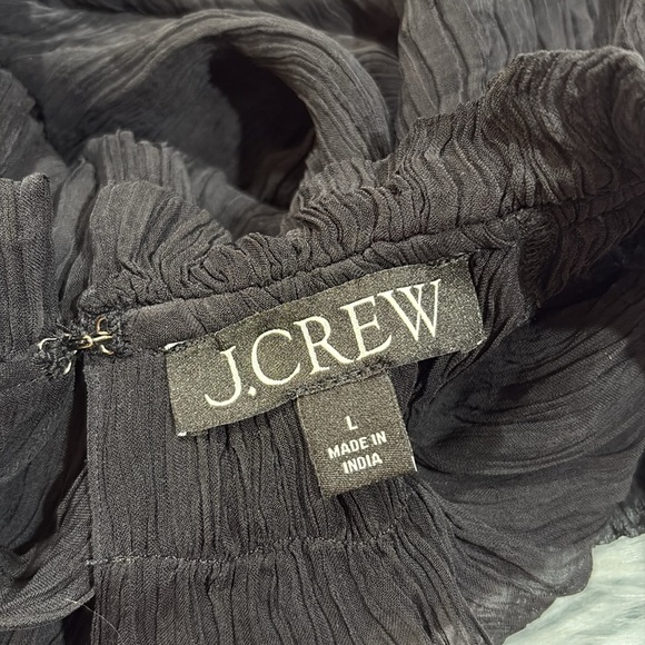 J. Crew Black Crinkle chiffon smocked top - Picture 3 of 8